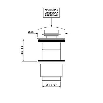 Донный клапан Nicolazzi  клик-клак 1/4 без перелива 5553CR