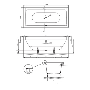 Стальная ванна Bette Free 170x75 6829-000 PLUS