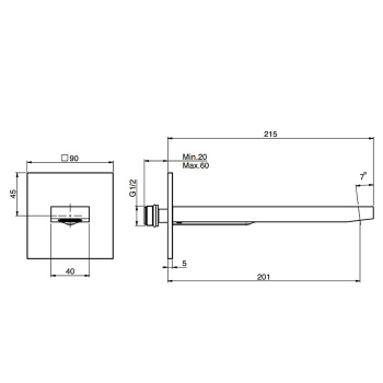Излив для ванны Fima Carlo Frattini Zeta настенный, 20, хром F2424OR