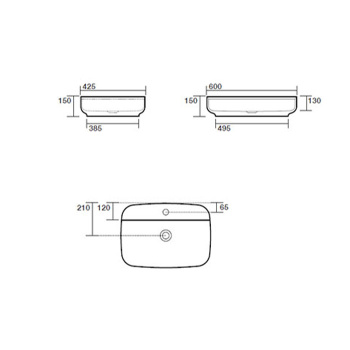 Раковина накладная Kerasan Tribeca 60х43, h 150мм с 1 отверстием под смеситель, Borgogna matt 514075*1 Borgogna matt