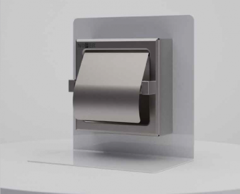 Держатель для туалетной бумаги с крышкой настенный квадратный из нержавеющей стали матовый Nofer 05007.S