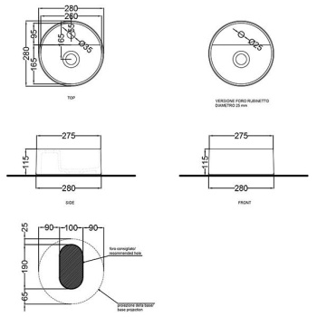Раковина накладная Cielo Les Petites LPLATSF PL 28 см голубой