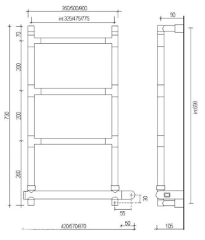 Полотенцесушитель электрический Margaroli Sereno 5824704CRNB 75x57 правый хром