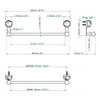Полотенцедержатель THG Moon Dragon U5G-A02-514/45 хром
