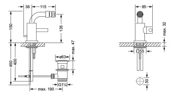 Смеситель для биде Jorger Charleston Square 634.10.111.020 gold