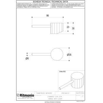 Ручка для смесителя Ritmonio Diametro35 Impronte хром PR51MA101CRL