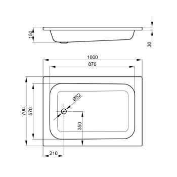 Душевой поддон Bette BetteQuinta 5890 100х70 белый