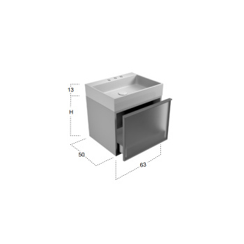 Комплект мебели Antonio Lupi Gesto 63х50хh50, с раковиной, с 1 ящиком с зеркальным фасадом, Noce canaletto/vetro argentato bronzo А0002426902