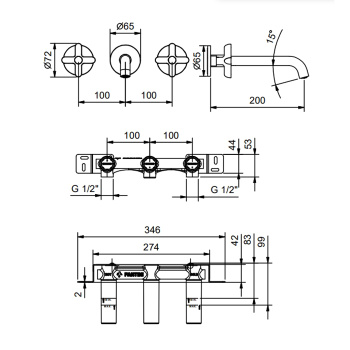 Смеситель для раковины Fantini Icona Classic 53 13 R013B черный