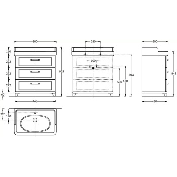 Тумбанапольная сящикамибелая глянцевая Kerama Marazzi Pompei PO.M.80.3\WHT белая глянцевая