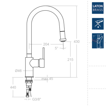 Смеситель для кухни Ramonsoler Drako с выдвижной лейкой 337902V2