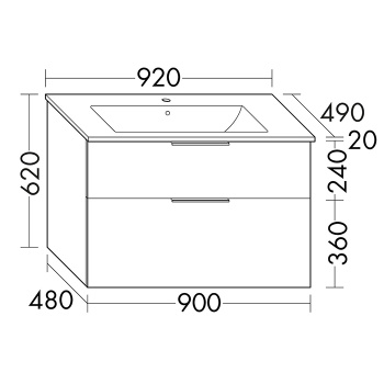 Тумба с раковиной Burgbad Eqio 90х62х49см 1 отв., цвет: серый глянец
