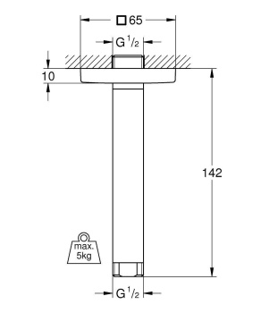 Душевой кронштейн потолочный GROHE Rainshower neutral 151 мм, хром 27485000