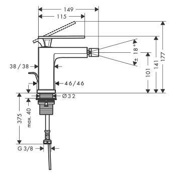 HG Tecturis E Смеситель для биде 80, однорычажный, со сливным гарнитуром, цвет хром