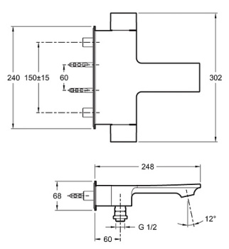 Смеситель для ванны Jacob Delafon Stance E9103-CP