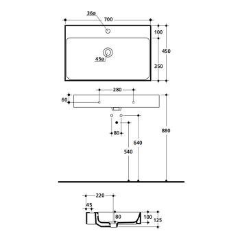 Полотенцедержатель фронтальный для раковин Kerasan Cento 3532, 3534, 3536, хром 560 мм 911801