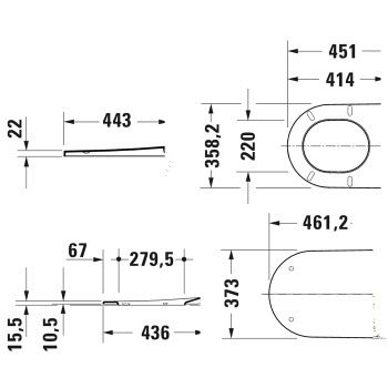 DURAVIT Bento Starck Box  Сиденье для унитаза съемное, с микролифтом, белый глянец/нерж сталь