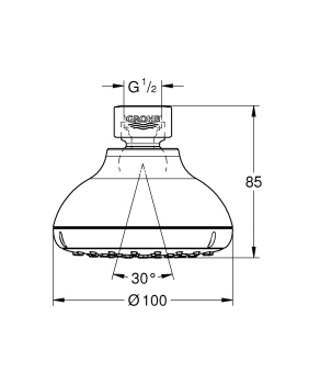 Верхний душ GROHE New Tempesta 100 I, 5,7 л/мин, хром 26050001