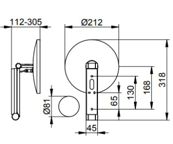 Косметическое зеркало с подсветкой Keuco Ilook_move 21 17612259002 увеличение х5, латунь шлифованный