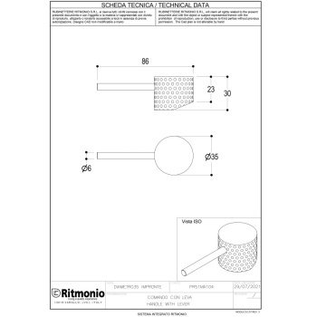Ручка для смесителя Ritmonio Diametro35 Impronte хром PR51MA104CRL