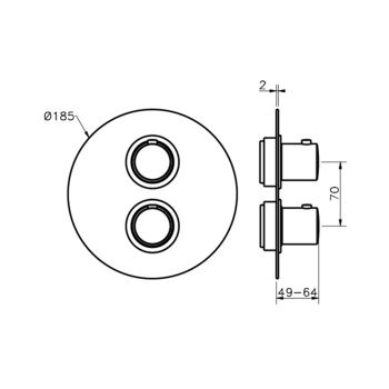 Cмеситель для душа Cisal Slim термостат, 2 положения, хром SM01810021