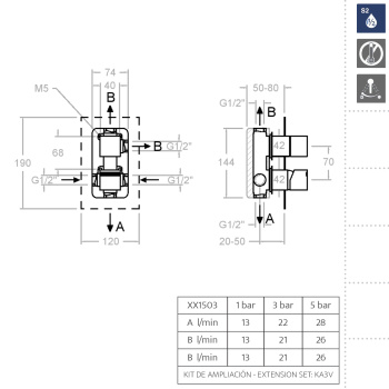 Смеситель для душа Ramonsoler Kuatro встраиваемый на 3 выхода 471503S