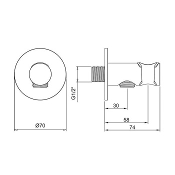 Душевое подключение с держателем круглое Almar Round кругл. отражатель, Black Absolute Brushed PVD, E095037.AB