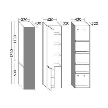 Burgbad Yso Шкаф подвесной зеркальный 32x43x176см, цвет: белый матовый HSHA058 L K0374