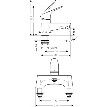 Смеситель на борт ванны hansgrohe Focus 31523000 хром