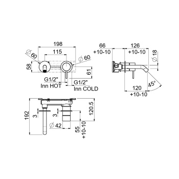 Настенный смеситель для раковины Carimali Iltondo 0-ITD2701EST-CR хром