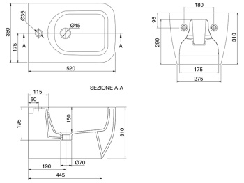 Биде подвесное Scarabeo TEOREMA 2.0 5127/49