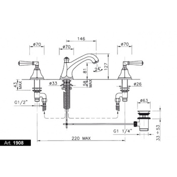 Смеситель для раковины с автоматическим изливом Nicolazzi Teide 1908CR17 ручки crystal lever, хром