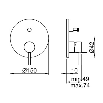 Внешняя часть смесителя Almar Round Core на 2 потребителя, Brushed Nickel, E186532.NB