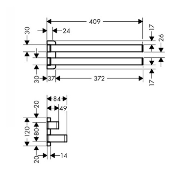 Axor Universal Двойной полотенцедержатель,  наружный размер 40.9см, подвесной, цвет: хром 42821000