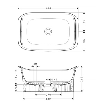 Axor Urquiola Раковина 62.5х39.9х26.6 см, без отв., без перелива, цвет: белый 11302000