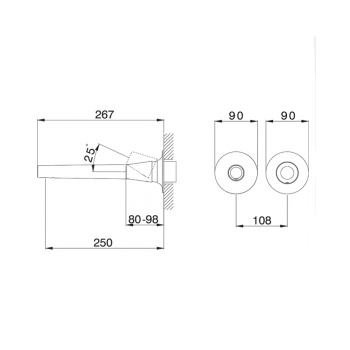 Смеситель встраиваемый для раковины Cisal Vita VI00551121 хром