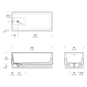 Ванна из искусственного камня Milldue 180x85 9783.J01