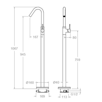 Смеситель для раковины Ramonsoler Odisea напольный с внутренней частью 397603