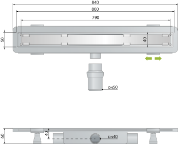 Дренажный канал OMP Tea Renova Unseen 5953.205.8 80 см хром