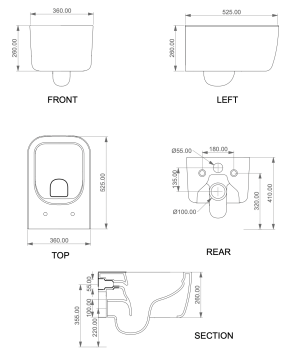 Подвесной унитаз GSG Ceramic Design Brio BRWCSO000+BRCOPRSLTICR000+ACS40 белый глянцевый