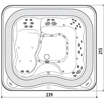 Минибассейн Jacuzzi Profile 2350х2110х930 мм., встраиваемый, с переливной решеткой, комплектация BASE, Platinum PFLP1023050