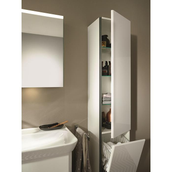 Burgbad Iveo Пенал 176х32х35см, 1 дверь, петли справа, 1 ящик для белья, 3 полки стекл, 1 полка несъемная, ручка глянец белый G0161, подвесная, цвет: F2833 HSIG035RF2833G0161