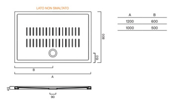 Душевой поддон 120×80 Catalano H4,5 Ceramic Bianco lucido 7441280001