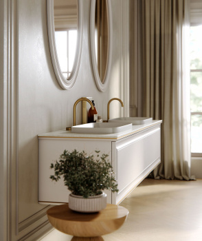 Тумба под раковину Brenta Lester 160 см подвесной глянцевый 2 ящика с дверкой (LR290.160.120.49.G)