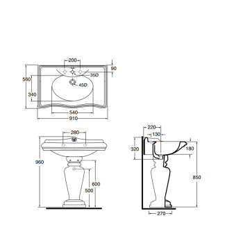 Колонна для раковин Azzurra Jubilaeum 60/70/90/110см, белый JUCLT0000000BI/(JUB300 bi)