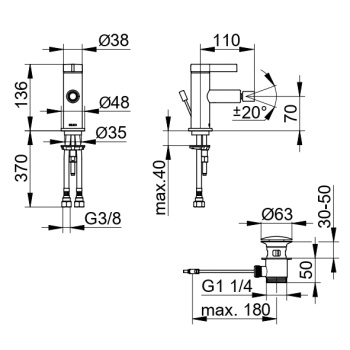 Смеситель для биде Keuco Ixmo Pure 59509011000 с гарнитурой, хром