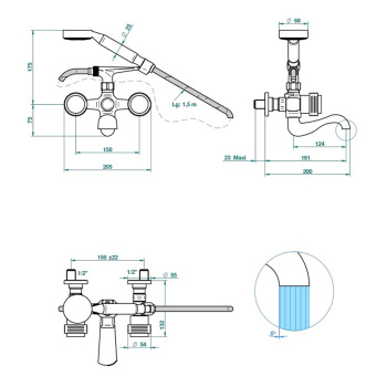 Смеситель для ванны THG Diplomate Grooved Rings U4B-G02-13B хром/золото