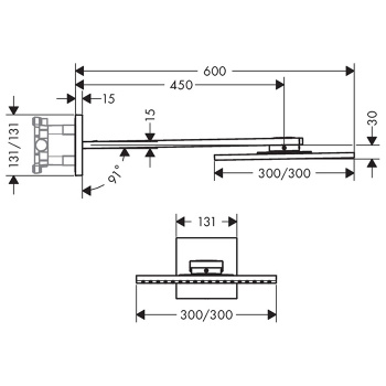 Axor ShowerSolution Верхний душ, 300x300мм, 2jet, с держателем 450мм, настенный монтаж, цвет: хром 3