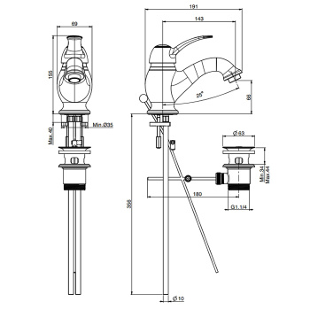 Смеситель для раковины Fima Carlo Frattini Lamp F3301OR золото