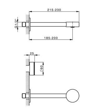 Смеситель для раковины настенный Cisal Slim SM0135106T хром